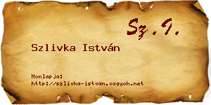 Szlivka István névjegykártya